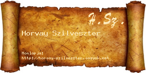 Horvay Szilveszter névjegykártya